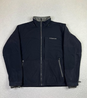 Columbia Jacket Mens XL Black Titanium Softshell Fleece Windblock Interchange