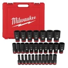 milwaukee impact socket set 1/2 in drive metric 6 point hand tool (29-piece)