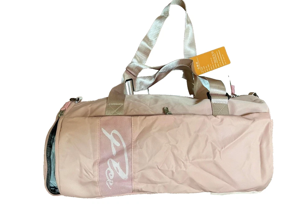 Nuevo BOLSO DE LONA DE ENTRENAMIENTO para mujer Gimnasio Deporte Baile Saco Compartimiento para zapatos Rosa Ceniza Foto 3 de 4