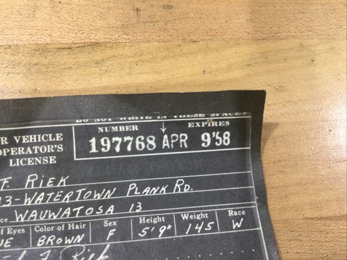 Vintage Wisconsin Drivers License Expired 1968 - Picture 2 of 6