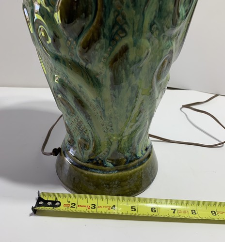 Lampada Italiana Vintage MCM Maiolica Goccia Ghiaccio Blu/Verde - Funziona - Foto 10 di 21