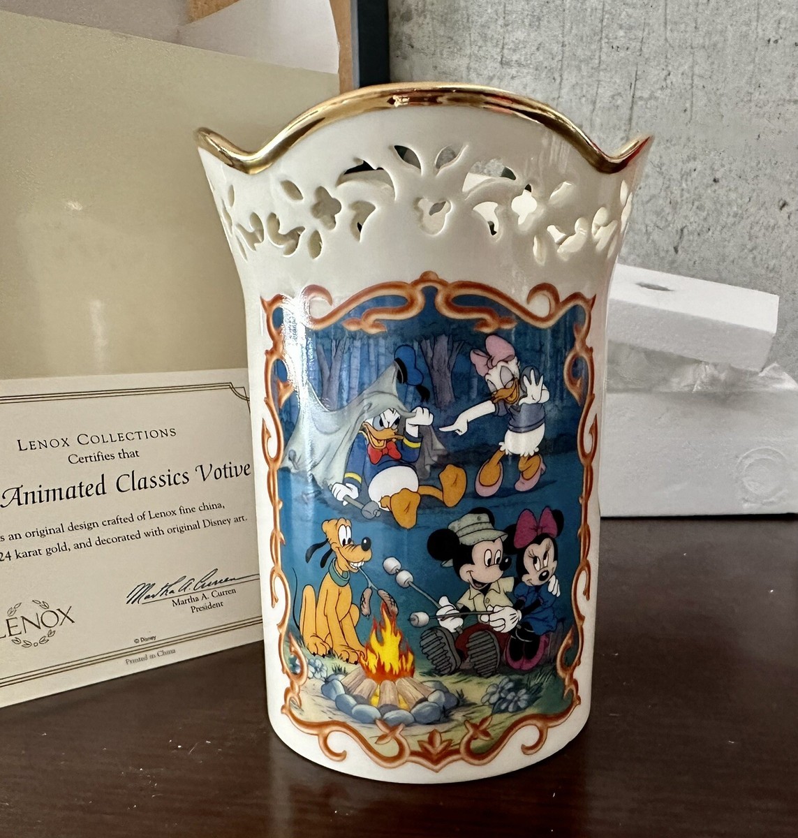 Lenox Disney Animated Classics Mickey and Friends 24k Votive Vase 