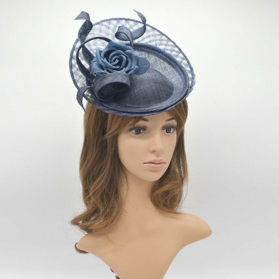 MF926(Navy Blue)Kentucky Derby Wedding Church Easter Sinamay