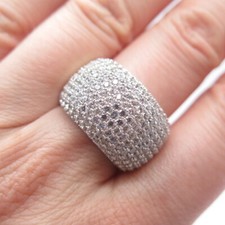 925 Sterling Silver C Z Wide Domed Ring Size 7