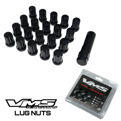 QTY 20 VMS Racing 14X1.5 Wheels Black Spline Close End Lug Nuts Forged Steel