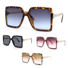 Womens Designer Fashion Rhinestone Bling Butterfly Rectangle Diva Sunglasses
