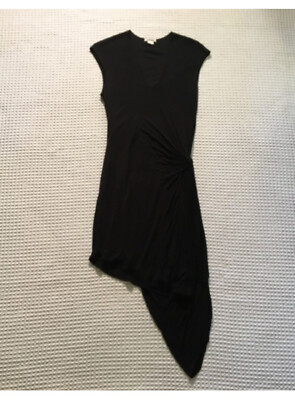 new HELMUT LANG L Large Asymmetric Micro Modal Jersey Knit Dress - Black