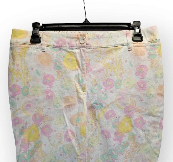 Talbots Perfect Crop Pants Size 6P Petite 32x22 White Pink Yellow Green Floral - Image 3 of 4
