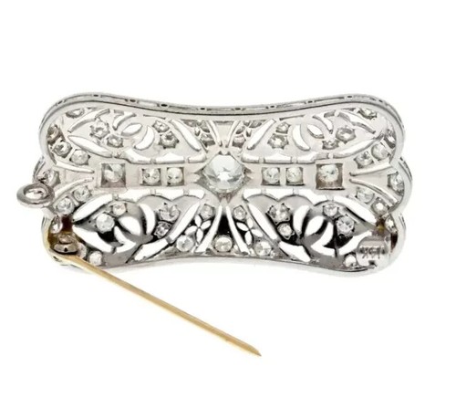 2.50 CT Old European cut lab-created diamond art deco filigree Brooch pin - Picture 2 of 4
