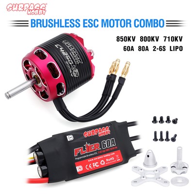 SURPASS HOBBY 850KV 800KV 710KV Brushless Motor 60A 80A ESC for RC Fixed Wing