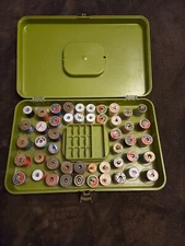 Vintage Collectible Wilson Green Sewing Box With 48 Spools of Thread