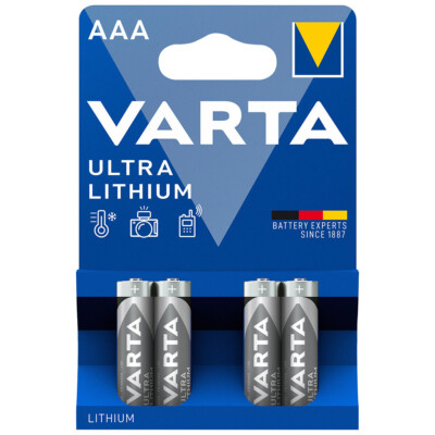 kQ Varta Ultra Lithium Batterie Micro AAA FR03 1.5V 4er Blister