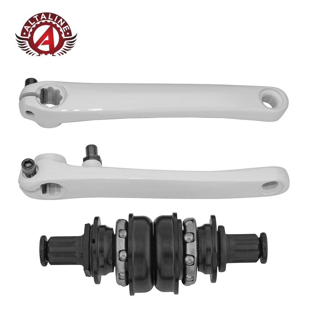 AltaLine BIKE 3 PCS STEEL CRANK SET White BEACH CRUISER LOWR