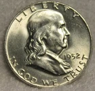 1952D uncirculated franklin half dollar