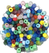 India 9 mm Color Op/Tr Matte Mix Press Glass Crow Beads  240 pcs 