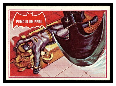 1966 TOPPS BATMAN SERIES A PENDULUM PERIL #5A RED LOGO HIGHER GRADE NO CREASES