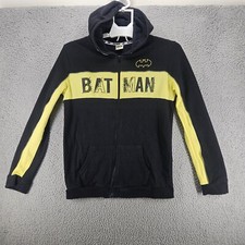 Batman Boy's Sweater Hoodie Size 15-16 yr. Black w Yellow Block