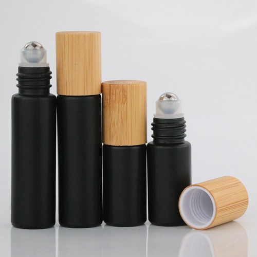 5ml 10ml Glass Roll on Bottle Wood Bamboo lids Roller for Essential Oil Perfume - Picture 3 of 12