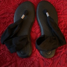 Sanuk Women's Yoga Sandals Sz 10 Sling 2 Black SWS10001 Yoga Mat Slip On