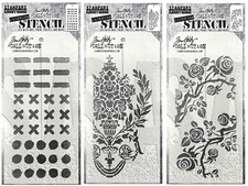 New - Tim Holtz - Bundle of Layering Stencils - Markings, Crest and Thorned