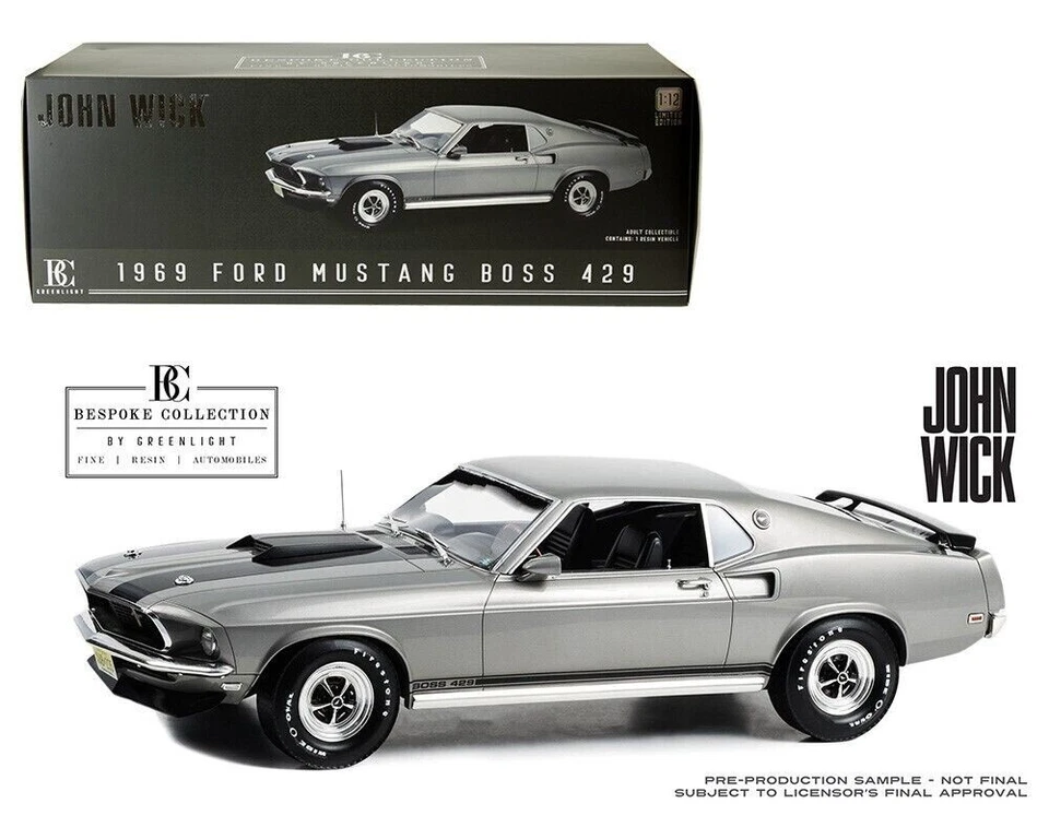 Greenlight 1:12 1969 Ford Mustang Boss 429 John Wick Bespoke Collection 12104