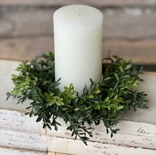 3-1/2" New England Boxwood Candle Ring Floral Wreath Decor