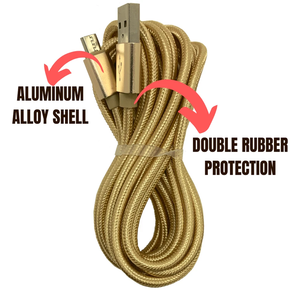 3x 10Ft Micro USB Fast Charger Cable Heavy Duty Charging Cord For Android Phone - Image 3 of 4