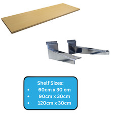 Maple & White Wooden Shelves with Brackets for Slatwall/ Upright Retail Display