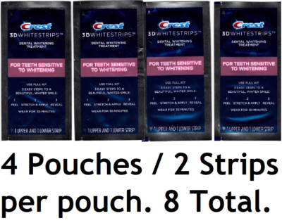 4 CREST SENSITIVE Whitestrips White Strips Teeth Dental Whitening Level 7 NEW