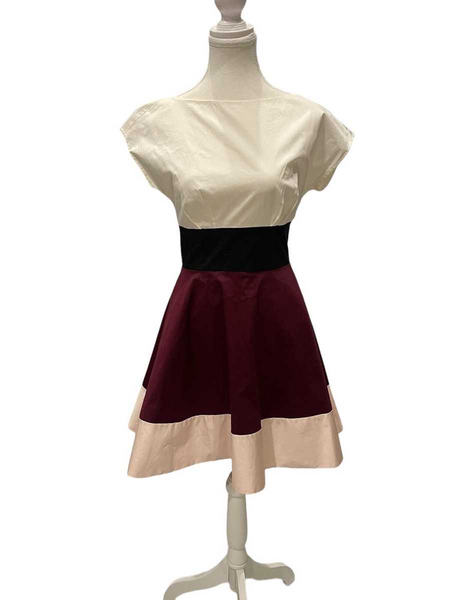 kate spade burgundy dress Colorblock Dress Kate Spade Burgundy Dress KATE SPADE COLORBLOCK FIORELLA  STRIPED A-LINE FIT AND FLARE DRESS