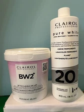 2 Clairol Bw2 Powder Bleach Lightener & 20 Volume Developer Duo 16oz + 8oz New