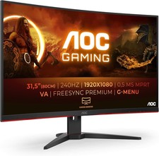 AOC Gaming C32G2ZE - 32 Inch FHD Curved Monitor, 240Hz, 0.5 ms 32 Curved HDMI/DP