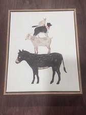 8x10 Threshold Framed Linen Stacked Farm Anim...