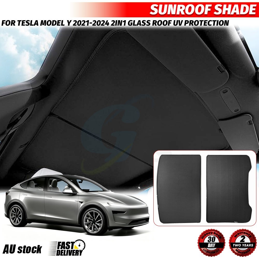 Tesla Model Y 2in1 Glass Roof Sun Shades UV Protection Sunroof Top Window Blind
