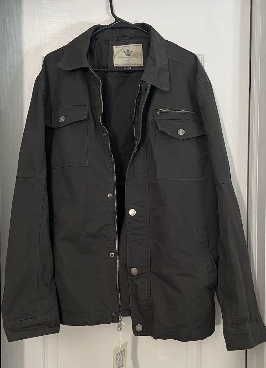 WenVen Men’s XL Black Military Field Jacket Utility Full Zip NWT