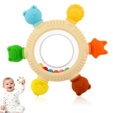 Baby Teething Rings Toys for 0-6 6-12 Months Animal Rattle Teether Sensory Toys