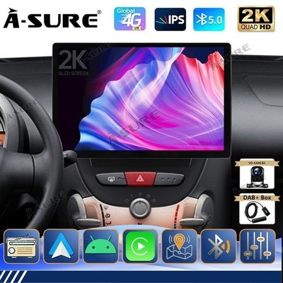 13.1'' 4+64G 2K IPS Android 14 Autoradio Navi DAB+ Kam Für Toyota Aygo Citroen C1