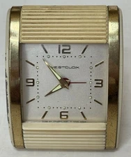 Westclox Travel Alarm Clock Model 42004 with Roller Shutter Cover Working