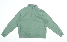 Marks and Spencer Damen Pullover Sweatshirt Gr&uuml;n Baumwolle Gr&ouml;&szlig;e L Rei&szlig;verschluss