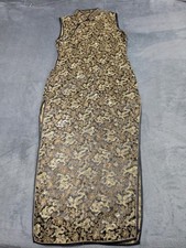 Black & Gold Dragon Brocade Qipao/Cheongsam Dress Size 38 (M) Special occasion