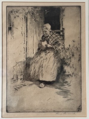 Signed Original Etching Life Drawing Grandmother UK 