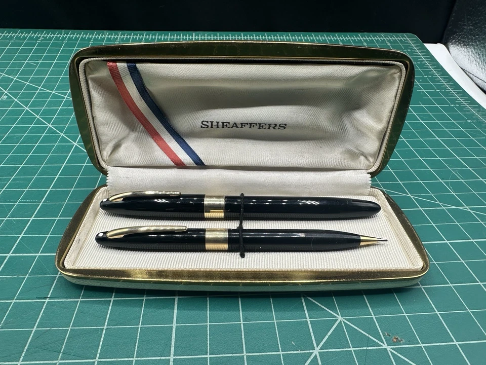 Винтажная перьевая ручка Sheaffer's и механический карандаш белая точка 14k золотая отделка G - Изображение 4 из 4