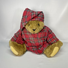 Vermont Teddy Bear Plush Red Plaid Dress  Hat Stuffed Animal 15" Handmade VTG