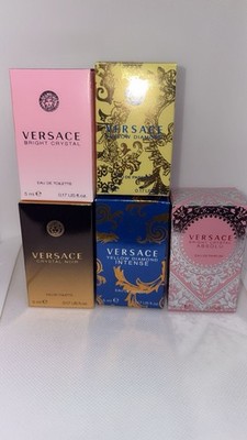 Versace Sample Fragrance Set Bright Crystal Yellow Diamond Crystal Noir EDT EDP