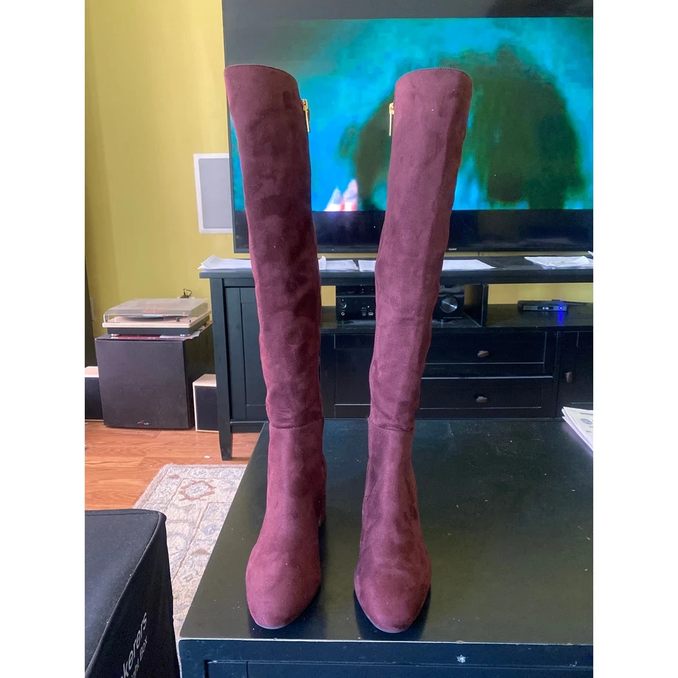 Botas hasta la rodilla Michael Kors Braden de gamuza con cremallera para mujer talla 7M Foto 2 de 4