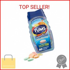 TUMS Smoothies Extra Strength Antacid Chewable Tablets for Heartburn Relief, Ass