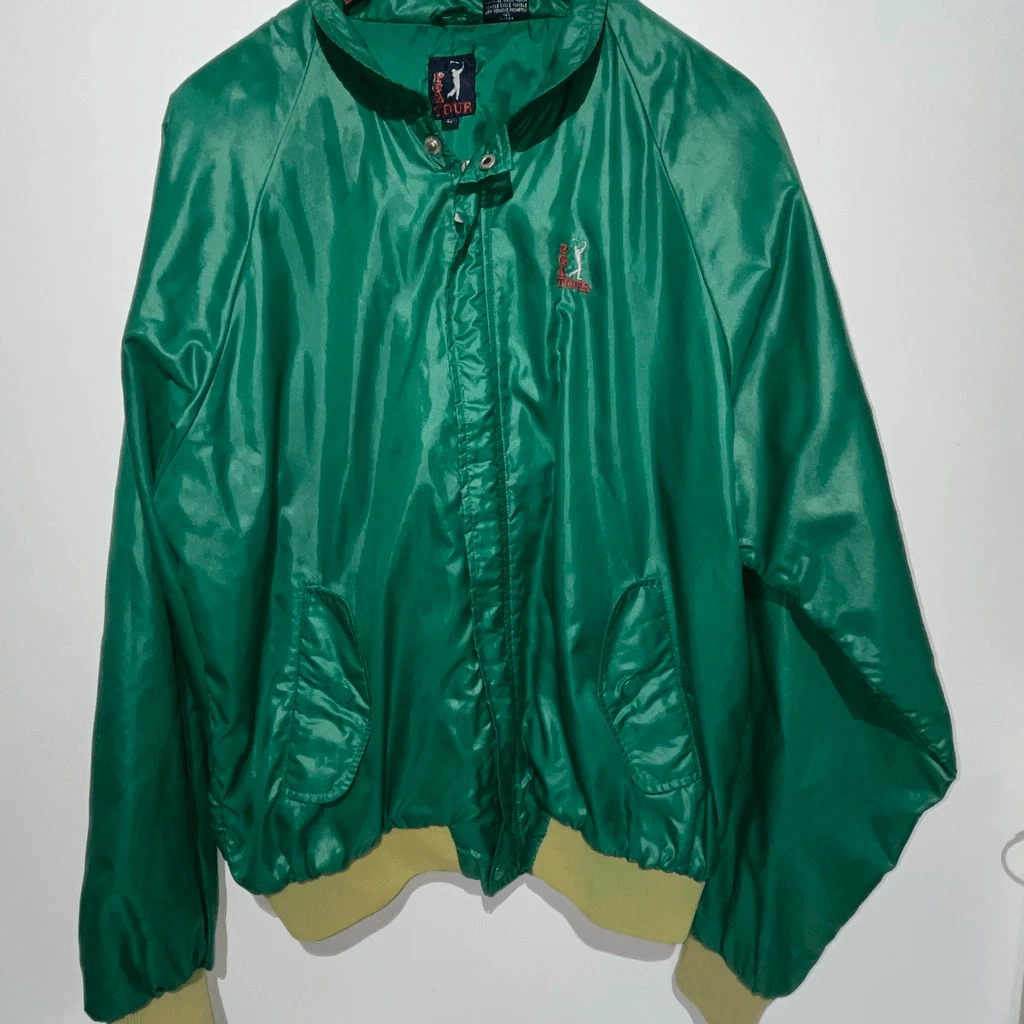 PGA Tour Men's Green Golf Lightweight Mock Neck Windbreaker Jacket Size Large