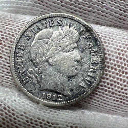 1912 Barber Dime. 90% Silver.  Nice Higher Grade Old US Coin!