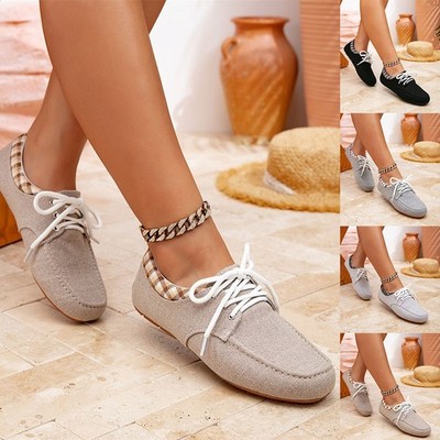 Damen Niedrige Canvas Sneaker leichte Schnürschuhe Outdoor Bequeme Schuhe