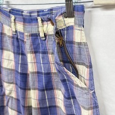 Vintage Side Metal Zip Sanforized Madras Plaid Shorts Happy Jill 26 In Waist Pur